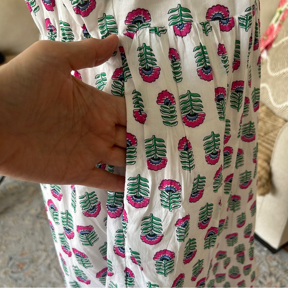 J. Crew Factory NEW Pink & Green Floral Block Print Sleeveless Dress SZ 10 - Picture 8 of 10